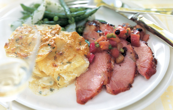 12 Festive Easter Recipes: Baked Ham with Mustard-Red Currant Glaze and Rhubarb Chutney | OnceAMomAlwaysAMom.com